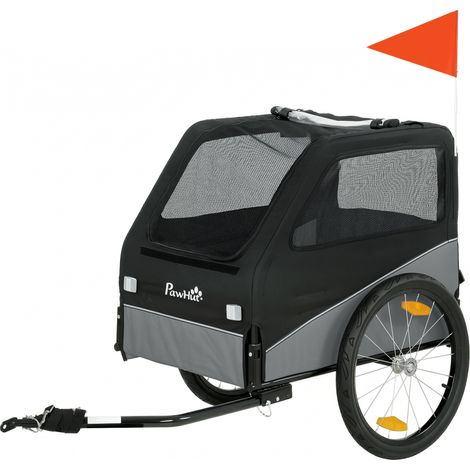 Rimorchio Bici per Cani Taglia Media 139x72x88 cm Pieghevole in Metallo e 600D Oxford Copertura Sfoderabile Grigio (1/5)
