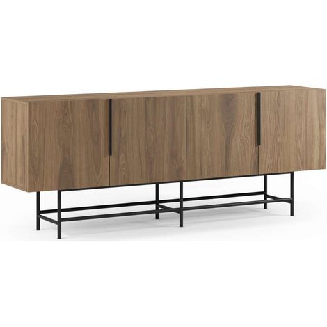 Aparador 4 puertas Elena acabado roble/negro, 77.5cm(alto) 200cm(ancho) 40cm(largo) (1/5)