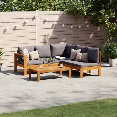 Salon de jardin avec coussins 4 pcs bois d'acacia massif (1/5)