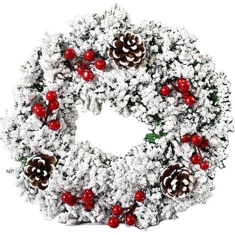 Weihnachtsgirlande, 32 cm lange hängende Winterdekoration für Tür, Fenster und Wand mit Tannenzapfen und Beerensträußen (1/4)