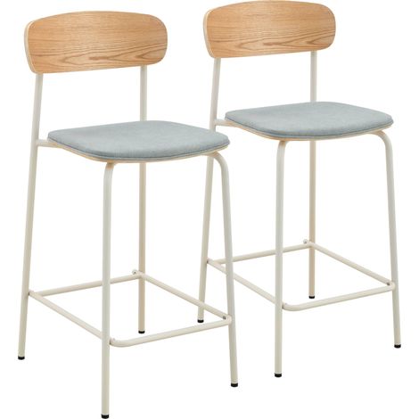 Lot de 2 chaises hautes en bois bleu clair (1/5)