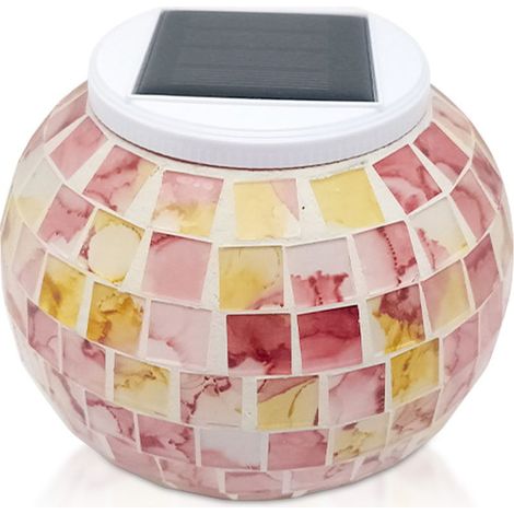 Lampe Solaire Jardin en Jarre Mosaïque Colorée avec Lumière Rouge/Verte/Bleue - Pour Décorer Jardins et Pelouses (1 Lumière Solaire) (1/3)