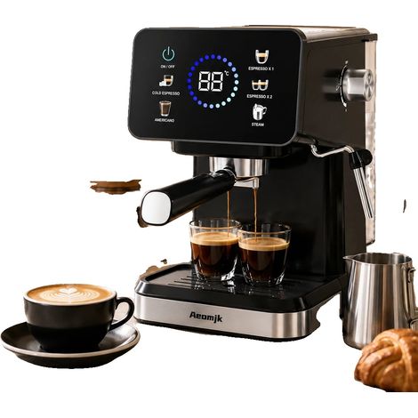 Cafetera espresso, 1050 W de potencia, depósito de agua de 1,5 L, semiautomática, con certificación CE, compatible con café molido. (1/5)