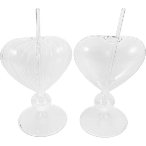 Verres à cocktail uniques en forme de cœur, compatibles avec les fêtes (lot de 2). (1/5)