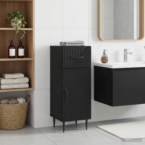 vidaXL Mobiletto da Bagno HAARLEM Nero 30 x 31 x 80 cm