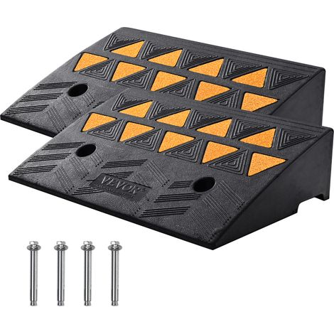 VEVOR Rampe de Seuil Hauteur 12,7 cm 2PCS Rampes Trottoir Caoutchouc Capacite Charge 15 tonnes Rampe Acces Fauteuil Roulant avec Structure Grillagee Stable pour Passage Voitures Motos 48,3x33x12,7 cm