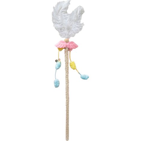 Cat Wand Feather Toy Interactive Fun Flexible Promotes Exercise and Mental Stimulation Cat Teaser Wand Toy for Indoor Angel Wings (1/4)