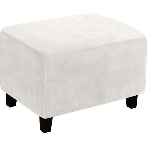 Housse de protection pliable pour repose-pieds, tabouret de rangement, meubles avec base élastique antidérapante pour salon (L, blanc cassé) (1/5)