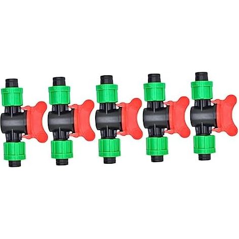 CSPARKV 5 piezas Válvula verde 16 mm Conector de espiga de manguera de jardín 1/2 válvulas Enlace de manguera Válvula de goteo recta Perilla doble Gotero exterior Válvula recta Accesorios de cambio