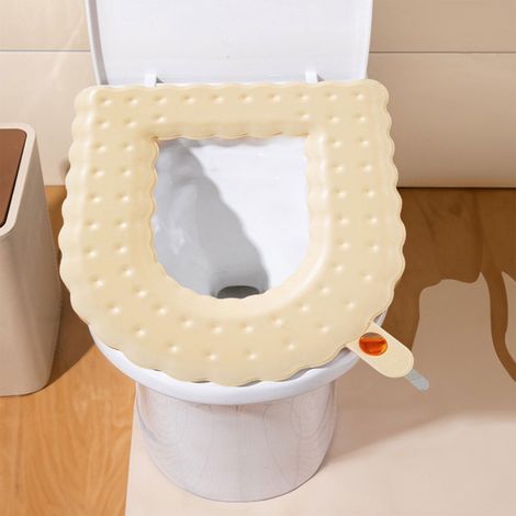 Coussin Aromathérapie Pour Toilette - Assise Épaisse Pliable En EVA - Compatible Tous Types De WC - 1 Perle Aromatique Incluse - 43x38 cm - Beige (1/5)