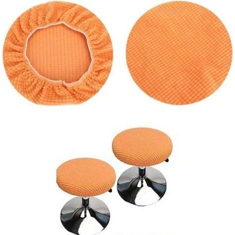 Housses de tabourets ronds (lot de 2 pièces orange), adaptées aux tabourets 28-40cm, bar et café, housses de tabourets ronds (1/4)
