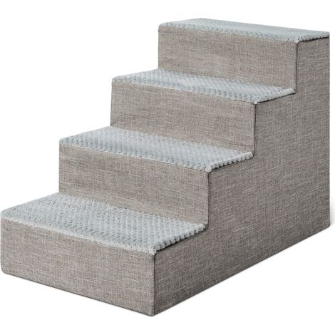 Marchepied à 4 Marches pour Chien, 46,7cm de Hauteur, Escalier pour Chien pour Lit et Canapé Haut, Escalier Antidérapant pour Chiens et Chats d’Intérieur, Gris (1/5)