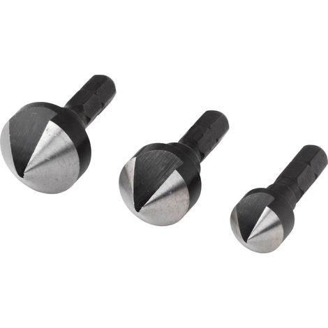 3 Fraisoirs 1 Tranchant Ø 12 16 19 Mm Acier Ws Queue 6 Pans Angle 45° argent 3 pcs (1/3)