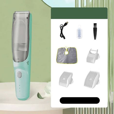 1 Tondeuse, aspiration silencieuse, rechargeable IPX7, sans BPA, 2 peignes guides