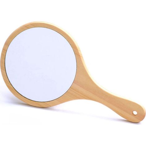1 miroir à main en bois pour femme. miroir de maquillage vintage portable avec poignée de suspension. rond (30170.9cm) (1/5)