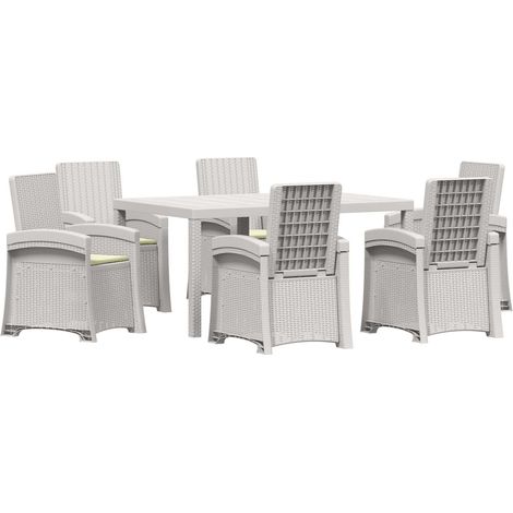 Maison Exclusive - Set da Pranzo per Giardino 7 pz Bianco e Crema PP (1/5)