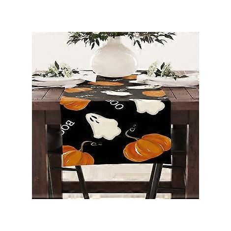 Halloween-Tischläufer, Leinen, Festtagsdekoration, Heimdekoration, Tischdecke, Schranktischdecke, Couchtischdecke (23ZQ4-16)