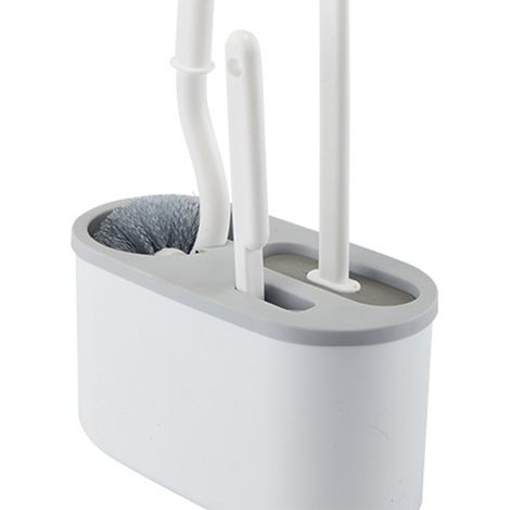Ensemble de brosses de toilette japonaises murales, brosse de salle de bain sans angles morts, long manche, poils doux, brosse de nettoyage, article de toilette quotidien, blanc. (1/5)