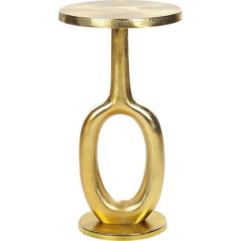Tavolino in metallo e alluminio con piano lavorato a mano in oro ⌀ 29 cm Apiti