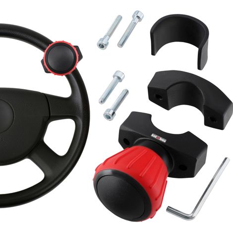 KOTARBAU® Boule Volant - Boule de Volant Camion - Aluminium - ⌀ 5,2 cm - Noir & Rouge - Poignée Volant Amovible - 9 cm - Accessoire Tracteur - Ergonomique - Durable (1/5)