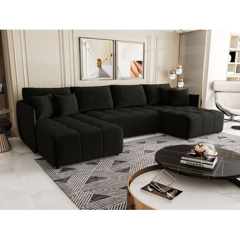 Wohnlandschaft Schlafsofa Sofa TREVISO Stoff Monolith Dunkelgrau (1/5)