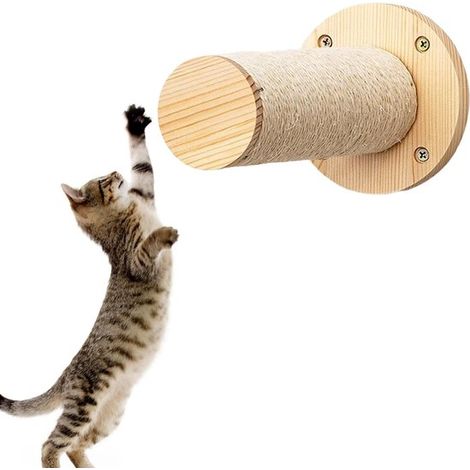 Arbre à chat mural - 21,5 x 12 cm - Arbre à chat en bois - Couleur bois naturel - Arbre à chat - Fixation murale - Échelle à griffer - Mur d'escalade (1/5)