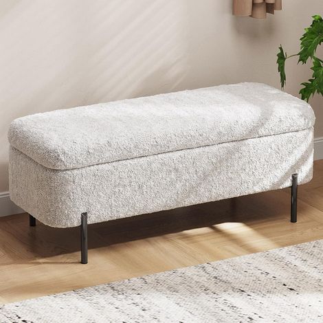 Guyii Grand Banc de Rangement avec Compartiment Caché, Banc Rembourré de Bout de Lit, Repose-Pieds pour Chambre, Salon, Entrée
