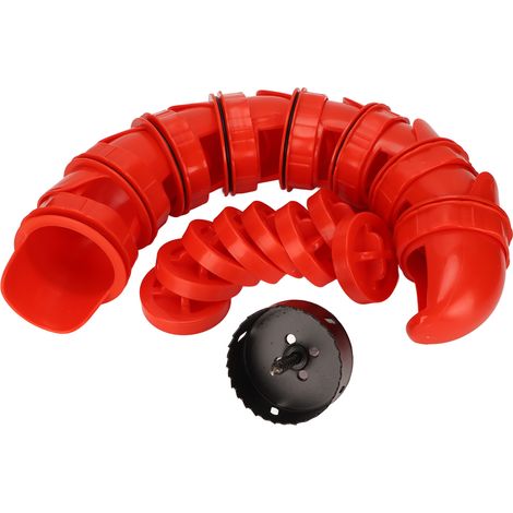 Mangeoire automatique à gravité pour volailles (poulets et canards) avec 8 ports et 1 scie cloche, résistante à la pluie, rouge. (1/5)