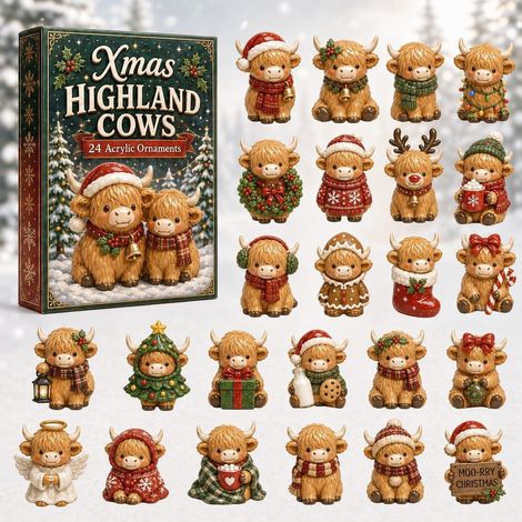 Vache des Highlands déguisée Noël calendrier avent 2026 2D B