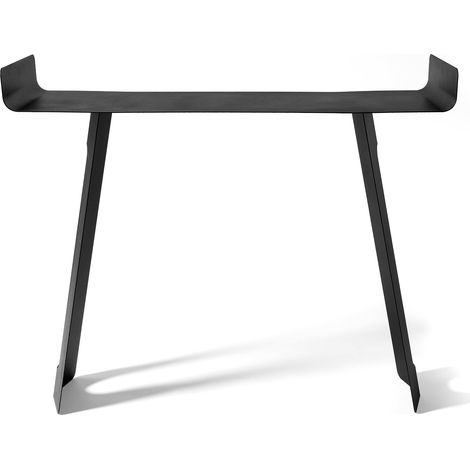 Consolle Tibet 110x35x85 cm in ferro verniciato nero Design minimal curvo traforato Arredo ingresso moderno Made in Italy Nero