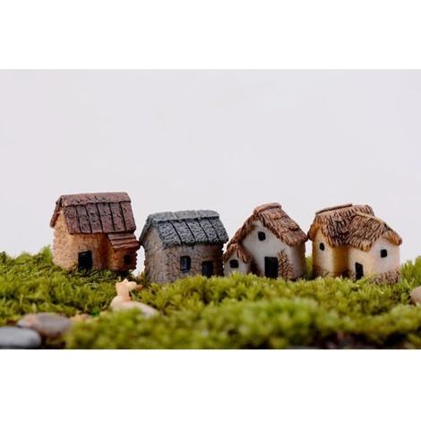 Jardin miniature, paysage, maison miniature au toit de chaume, bonsaï à faire soi-même, terrarium, loisirs créatifs, décoration de bureau, accessoires, 2 x 1,5 x 2 cm (1/5)