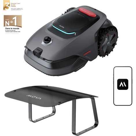 MOVA LiDAX Ultra 800 – 500–800 m², Abri pour robot tondeuse inclus, LiDAR 3D IA, Cartographie Automatique, Coupe-Bordures
