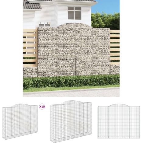 The Living Store Gabionen mit Hochbogen 10 Stk 300x50x220/240cm Verzinktes Eisen - Blumentöpfe & Pflanzgefäße (1/5)