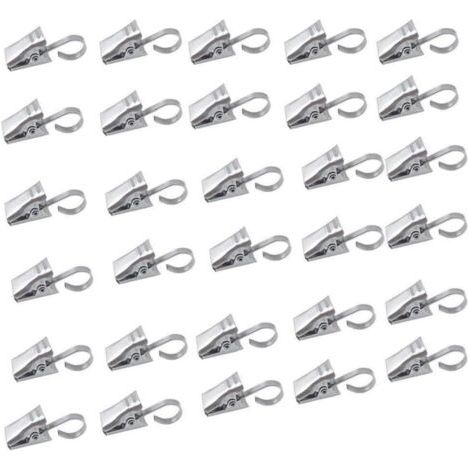 Lot de crochets en acier inoxydable avec clip pour rideau de douche, décoration de la maison, argent. 50 (1/5)
