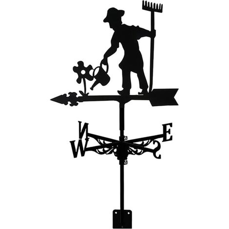 Stainless Steel Weather Vane Figurine, Practical Wind Direction Indicator, Vintage Farmhouse Style Outdoor Scene for Home Garden Crafts - Farmer (1/5)