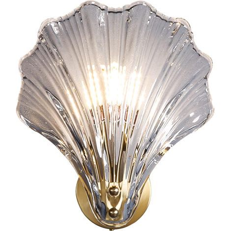Lampe Murale LED, Luminaires Intérieur en Forme de Coquille, Applique Murale Verre, Applique Art Deco E14, Applique Murale Interieur Vintage pour Salon/Chambre/Chevet (Transparente) [Classe énergétiqu (1/5)