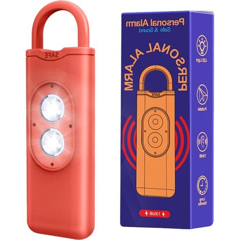Alarme de sécurité de poche, alertes sonores puissantes, LED rechargeable pour les déplacements nocturnes.