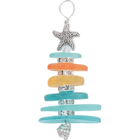 Arbre de Noël en verre marin fait main, décoration de Noël sur le thème océan pour maison et fêtes, J (1/5)