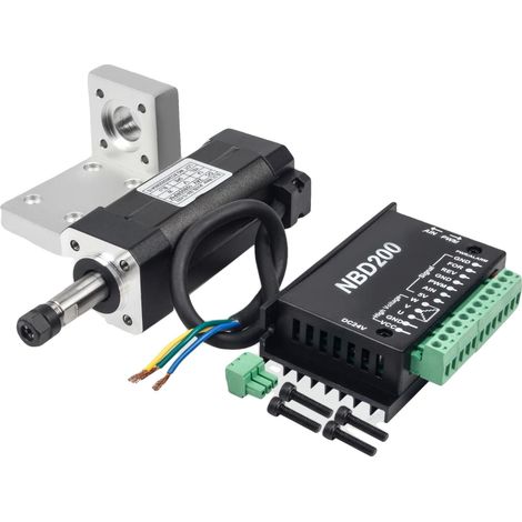 Motor de husillo sin escobillas, 104 W, 24 V CC, 10800 rpm, refrigerado por aire, compatible con ER8. (1/5)