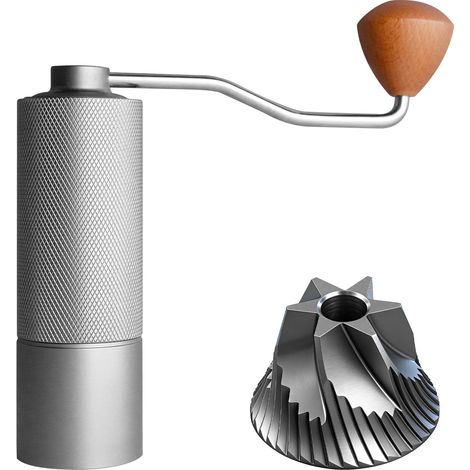 Moulin à café manuel avec réglage de la mouture, meule en acier inoxydable et conception portable à manivelle (Blanc) (1/5)