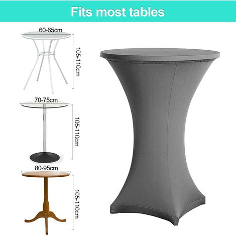Randaco 2× housses pour tables hautes Stretch gris Ø 70 x 110 cm – housse élastique pour tables de bistrot pour événements