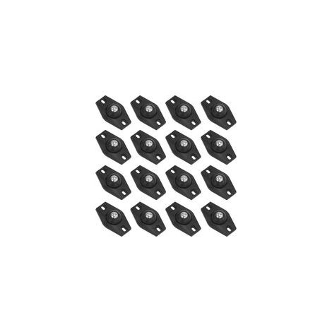 Lot de 16 roulettes sphériques autocollantes à 360 ° pour ustensiles de cuisine et meubles - Noir