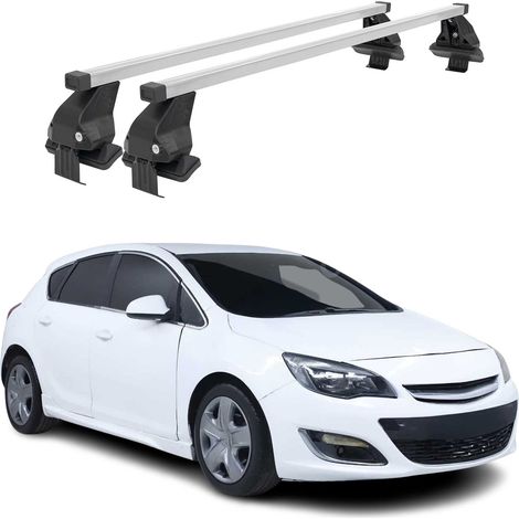 OMAC Dachträger Querträger Stahl für Opel Astra J 2009-2015 – Abschließbar – City-Crash-getestet – DIN 75302:2019 – ISO/PAS 11154:2006 – Max. 50 kg Silber (1/5)