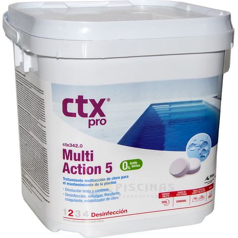Cloro Multiaction 5, compresse da 250 g. Strato speciale, senza acido borico, 5 kg. CTX-342.0