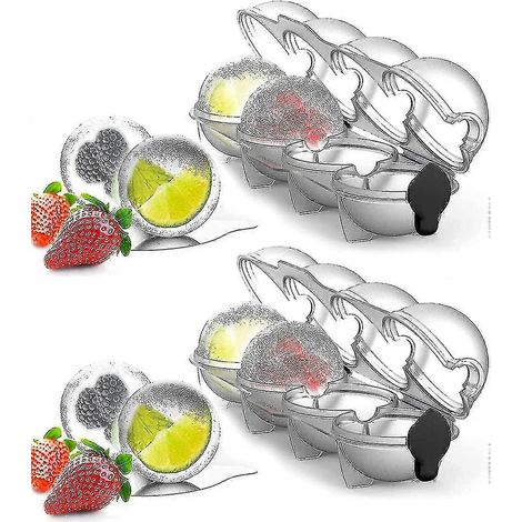 Lot de 2 bacs à glaçons ronds à 4 trous, moule à glaçons sphériques pour bar, machine à glaçons pour whisky, moule à glaçons Lhliv (1/5)