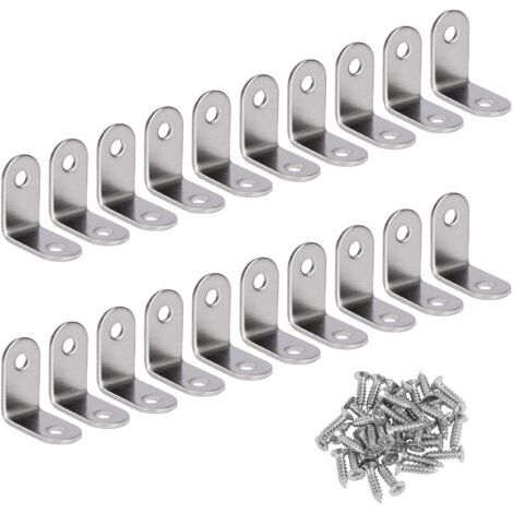 Angle Droit Support Inox 90 Degrés Support De Coin support d'angle en forme de L Fixation Équerre Livré Avec Vis Argent 20 Pièces 303016mm (1/5)