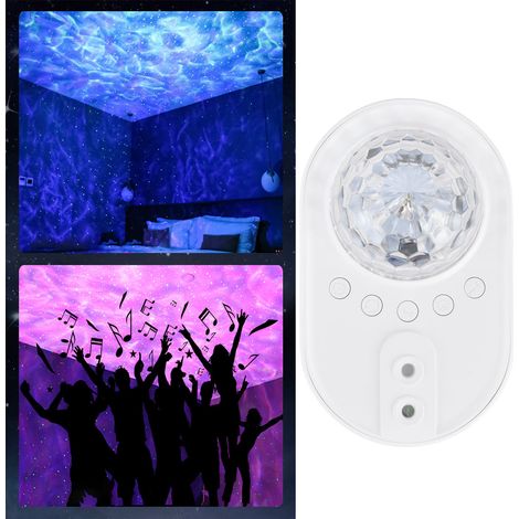 Projecteur lumineux RGB en forme de vaisseau spatial, veilleuse LED intelligente Bluetooth en forme de vaisseau spatial avec ciel étoilé et musique, blanc (1/5)