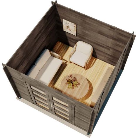 Alpholz Gartenhaus Paloma Sol Gartenhaus aus Holz in Anthrazitgrau, Holzhaus mit 28 mm Wandstärke, Blockbohlenhaus mit Montagematerial