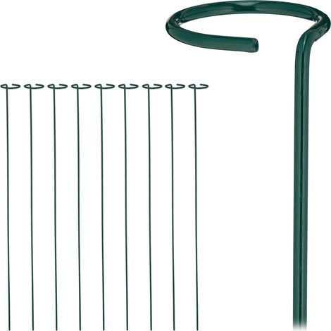 Soportes para plantas con aro, juego de 10 estacas metálicas