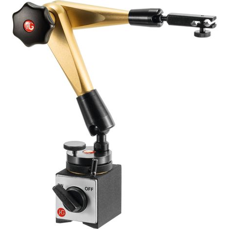 HG Hydraulisches Magnet-Messstativ (mit Fuß) mit mechanischer Feineinstellung am Fuß, Ausladung: 300 mm